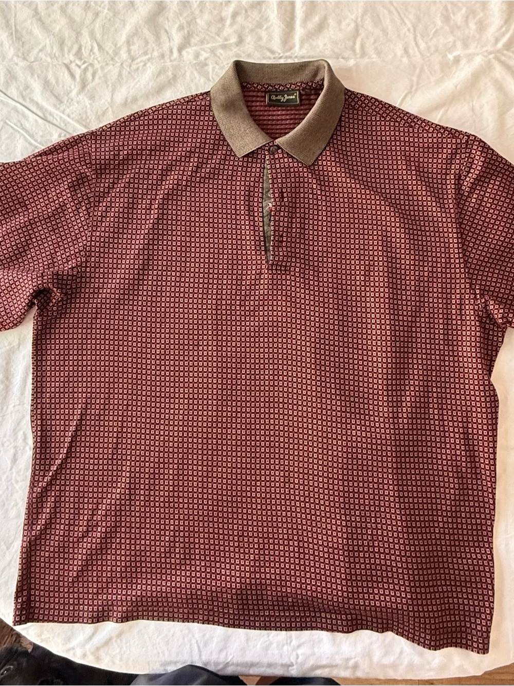 Vintage Bobby Jones Men's XXL Red Geometric Golf Polo Embroidered
Placket